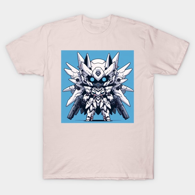 Chibi Mecha Kitsune In White Armor T-Shirt by Mechanime World